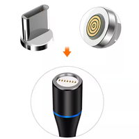 Kabel pengisi daya magnetik 3 dalam 1, kabel pengisian daya magnetik mikro USB Tipe C kepang dengan lampu Led untuk Android