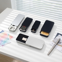 Boîte en métal à couvercle coulissant noire, argentée et blanche en gros, personnalisable avec logo, pour rangement de clés USB, écouteurs, cure-dents, badges