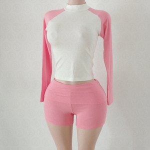 <span class=keywords><strong>Abbigliamento</strong></span> <span class=keywords><strong>Donna</strong></span> 2025, Set Due Pezzi con Pantaloncini, Completo Loungewear di Lusso con Logo Personalizzato, Maniche Raglan e Pantaloncini da Ciclista Estivi - Product Image 3