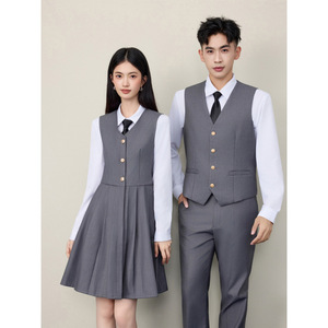 British School Style Jk Uniform Vest Set Unisex Long Sleeve No-Wrinkle Treatment Adult School Uniforms - Product Image 2