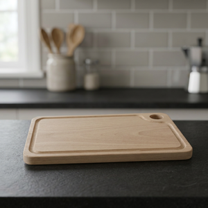 Tagliere in Legno di Faggio Naturale 39x25cm DEMOLLI Design Made in Italy Multiuso Ecologico con Scanalatura per Succhi Etichetta Personalizzabile - Product Image 2
