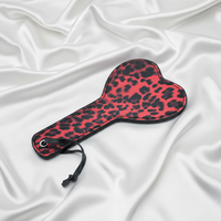 Fouet en PU Cœur de Léopard Rouge pour Fessées, Jouet Sexuel BDSM pour Couples et Femmes