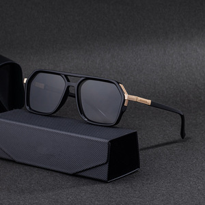 Men's Tiyo ABB0360 Polygonal Sunglasses Black <b>Frame</b> Metal <b>Plastic</b> UV400 PC Lens Outdoor Driving Sun Protection - Product Image 2