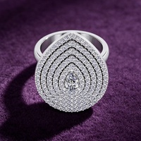 Anello di Fidanzamento in Argento Sterling 925 Certificato GRA con 5 File di Moissanite a Grappolo, Montatura Pavé, Anello da Sposa a Goccia per Donna