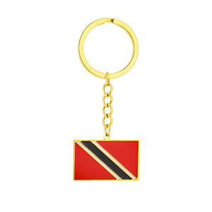 QX Waterproof Fashion Stainless Steel Trinidad Tobago Flag Carabiner Keychain 18K Gold Plated Enamel Map Pendant - Product Image 5