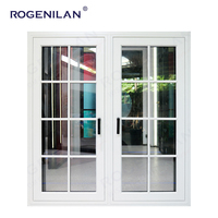 Ventana de Aluminio Negro Arqueada Rogenilan, Ventana Francesa con Rejilla Metálica Curva, Doble Vidrio, Ventanas Abatibles para Casa