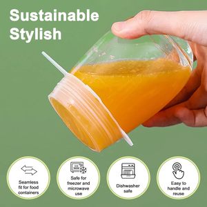 Lot de 7 couvercles extensibles réutilisables en silicone et couvercles hermétiques pour la conservation des aliments – Couvercles de bols ronds souples en silicone - Product Image 5