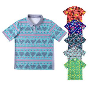 เสื้อโปโลผู้ชายปักโลโก้คุณภาพสูงแบบกำหนดเอง ลายพิมพ์ดอกไม้เต็มตัว ทรงโอเวอร์ไซส์ ผ้าสเตรช - Product Image 1