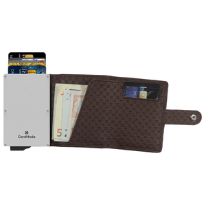 กระเป๋าสตางค์อลูมิเนียมหุ้มหนัง PU ยี่ห้อ CardHoda ป้องกัน RFID ขนาดสั้น พับได้ ลายเรขาคณิต สำหรับทุกเพศ - Product Image 1
