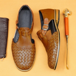 Chaussures en cuir tressé pour hommes pour l'été 2025, nouvelles chaussures d'affaires haut de gamme en cuir véritable à bout rond pour hommes - Product Image 3