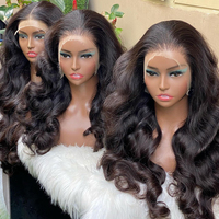Perruques en cheveux humains vierges 100% naturels, qualité 10A, brésiliennes, ondulées, avec dentelle frontale, 13*4, vente en gros