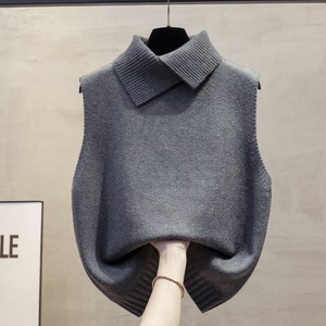 <span class=keywords><strong>Chaleco</strong></span> de Punto Holgado Nuevo para <span class=keywords><strong>Mujer</strong></span> con Cuello Camisero, Elegante <span class=keywords><strong>Chaleco</strong></span> de Suéter en Capas para Usar como Prenda Exterior - Product Image 1
