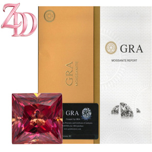 Colored Moissanite Deep Pink Square Princess Cut Lab Created Gemstone For Jewelry Making With Gra Report - Product Image 1