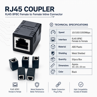 Acoplador RJ45, Conector de Cable de Red Cat5e Cat6, Extensor Ethernet Recto, Acoplador LAN Hembra a Hembra