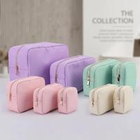 Petite trousse de toilette à fermeture éclair tendance pour femmes, imperméable, en tissu ripstop, pochette de maquillage de voyage, organiseur, mini rangement portable