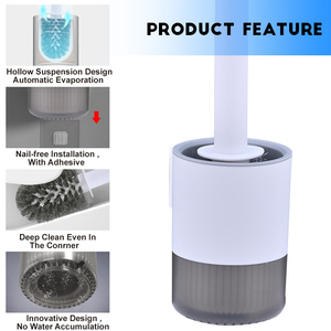 OKKiHOME Tiefenreinigungs-Toiletten bürste und Halter Toiletten schüssel mit langem Griff, Kunststoff halter Leicht zu verstecken, tropf fest - Product Image 3