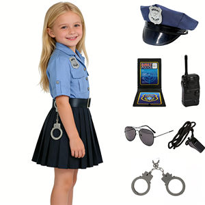 Nouvelle conception de costume de cosplay de policier pour enfants, déguisement de fête pour filles, uniformes de police pour carnaval, costumes pour la Journée <span class=keywords><strong>des</strong></span> carrières - Product Image 3