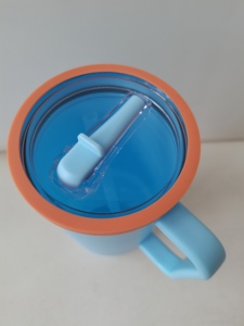 Gobelet isotherme en plastique bleu mat grande capacité 40 oz avec poignée, paille et couvercle pour le bureau, la voiture et les voyages, bouteille d'eau avec logo personnalisé - Product Image 4