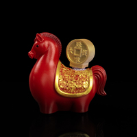 Statue de cheval dorée artistique de luxe personnalisée, Feng Shui, en résine artisanale, rotative, apporte de l'énergie positive pour la maison et le bureau