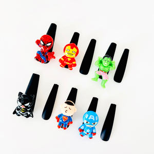 Ms.Miemie - Juego <span class=keywords><strong>de</strong></span> 24 Uñas Postizas <span class=keywords><strong>de</strong></span> Diseño <span class=keywords><strong>de</strong></span> Superhéroe en 3D, Uñas <span class=keywords><strong>de</strong></span> Ataúd <span class=keywords><strong>de</strong></span> ABS Suave, Uñas Artificiales Hechas a Mano <span class=keywords><strong>de</strong></span> Alta Calidad - Product Image 3