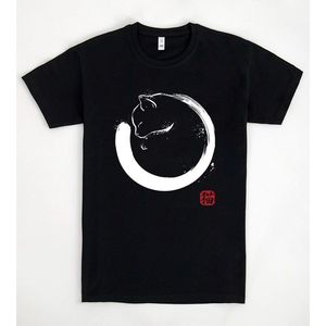 T-Shirt Nera Purrfect Circle con Collo Rotondo e Maniche Corte, Design con Gatto, Unisex per Adulti, Abbigliamento Promozionale - Product Image 1
