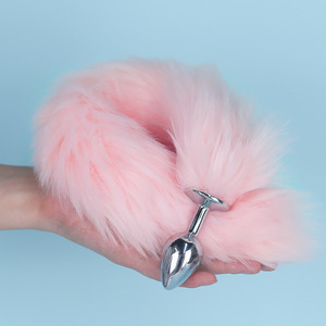 Boîte personnalisée gratuite - Plug anal queue de chat détachable pour adultes, jouet sexy, jeu de rôle cosplay, queue de renard en vraie fourrure, plugs anaux - Product Image 1