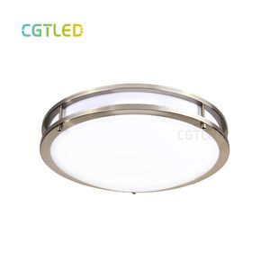 ไฟเพดาน <span class=keywords><strong>LED</strong></span> แบบฟลัชติดเพดานสำหรับห้องนั่งเล่นสีนิกเกิลขัดเงาหรี่แสงได้3-CCT 90-130V Triac 20W 13นิ้ว - Product Image 1