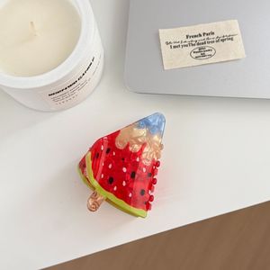 YJL Nouvelle conception Pince à cheveux en acrylique motif fruits d'été et crème glacée, mignonne, dessin animé, sucette glacée, colorée, pour filles - Product Image 5