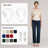 Chemisier asymétrique en satin perlé champagne, col bateau, manches drapées à volants, haut pour femme, personnalisable, OEM, vente en gros, fournisseur en gros d'usine