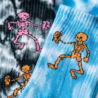 Chaussettes de sport mi-mollet en coton tricoté, motif graphique Tie-Dye Pixel Art, 5 couleurs, style décontracté urbain, personnalisables OEM