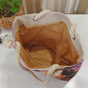 Sac de plage en toile grande capacité, fourre-tout portable, sac à bandoulière, sac de voyage d'été, sac de shopping avec fermeture éclair - Product Image 4