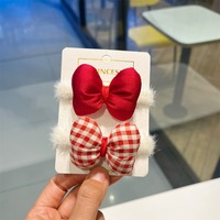 Bandeau en peluche rouge à nœud pour l'automne et l'hiver, accessoires pour cheveux mignons et doux pour filles, y compris un anneau de serviette, une corde à cheveux, des bijoux élégants pour femmes