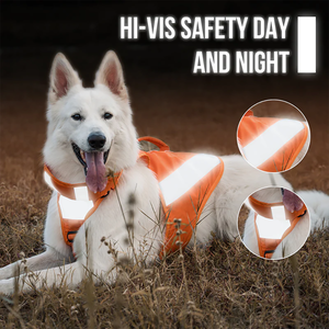 잡아 손잡이와 접이식 칼라와 빛 반사 쿨 메쉬 짧은 오렌지 개 조끼 - Product Image 5