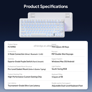 Clavier mécanique sans fil FC75 PRO à trois modes avec bouton intelligent, latence ultra-faible, taux de polling ultra-élevé, disposition 75 %, 80 touches - Product Image 6
