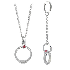 Collana e Portachiavi Vintage a Cuore Concentrico per Coppie, in Lega di Zinco Placcata Argento, con Ciondolo a Catena, Accessorio per Giochi Esports Cosplay - Product Image 1