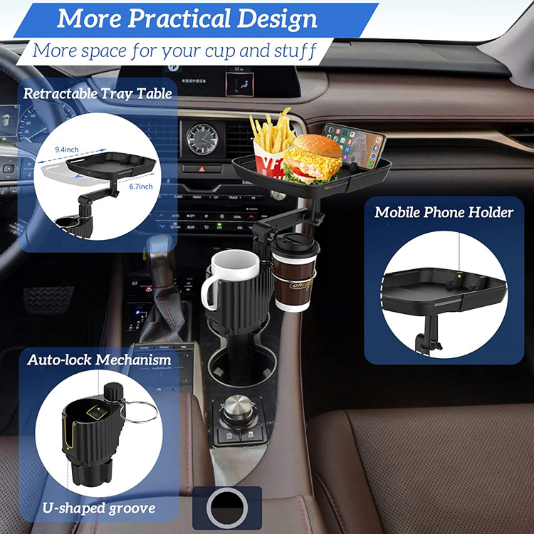 Versatile Car Coffee Cup Holder with Phone Slot & Expander
