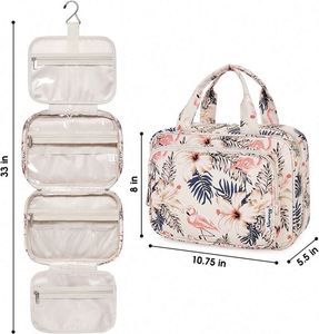 Bolsa de aseo de muestra gratuita, bolsa de maquillaje de viaje, organizador de cosméticos para mujeres y niñas, bolsa grande para colgar. - Product Image 3