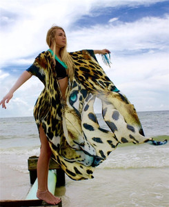 Kimono De Playa con estampado De tigre para mujer, Túnica De verano, cárdigan abierto, cubierta De Bikini - Product Image 3