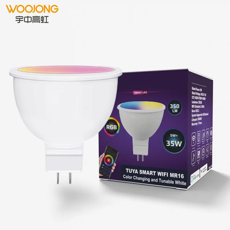 Mijia WOOJONG — lampe intelligente led, lumière MR16, projecteur gu10, rgbw 5W, pour salle de bains, wifi, ampoule avec haut-parleur
