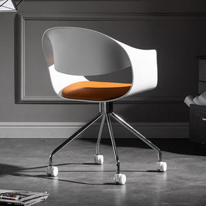 Fauteuil de salle à manger pivotant moderne avec base en métal et roulettes pour salle de réunion ou bureau - Product Image 3