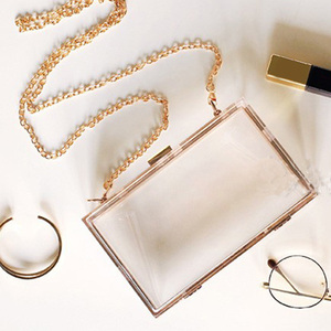 Borsa a Tracolla Trasparente da Donna, Elegante Borsa con Catena Dorata Staccabile, <span class=keywords><strong>Pochette</strong></span> da Sera in Acrilico e Metallo - Product Image 3