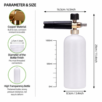 Canon à mousse de 1000 ml avec lance à mousse et connecteur rapide 1/4, pulvérisateur de mousse réglable pour nettoyeur haute pression, lavage de voiture