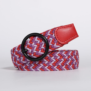 Cinturón de Lona para Mujer, Tejido con Hebilla Elástica Informal de Colores, Cinturón de Jeans con Hebilla de Aguja - Product Image 2