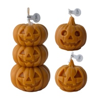 Lilin Aroma Labu Hantu Halloween Premium, Lilin Dekoratif Campuran Lilin Kedelai Buatan Tangan untuk Hadiah Liburan & Dekorasi Rumah