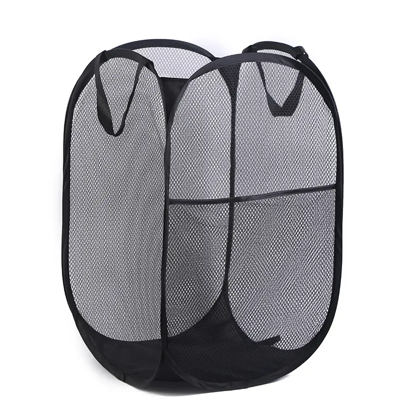 Extra White Modern Foldable Large Black Dirty Clothes Laundry Washing Wire Basket Storage Mesh Popup Hamper