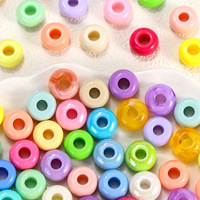 Perles en acrylique de 14 mm de marque QC Yiwu, plaquées couleur, à grand trou, perles lâches, accessoires de bijoux DIY, séparateurs de perles faits à la main
