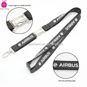 Custom Siliconen Afdrukken Airbus Carbon Lanyard Met Laser Logo