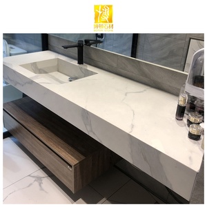 BOTON STONE Artificial Stone Calacatta Porcelain Solid Surface Wash Basin Modern Design Price Bathroom Cabinet Vanity Sink
