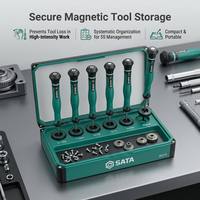 09313 pour jeu de tournevis Torx de qualité industrielle, 6 pièces, finition noire mate, 1 boîte de 6 jeux, 1 étui de 24 jeux