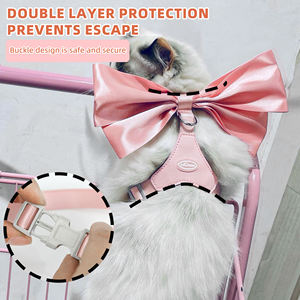 Luxo Bowknot Cute Cat <span class=keywords><strong>Harness</strong></span> Leash Vest Set I-Shaped Big Bow Tie Pet Vest Rope para gatos e cães pequenos - Product Image 4